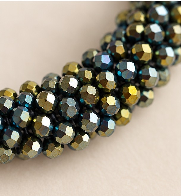 Facetkralen armband — Blauw met goudkleurige schittering — detail