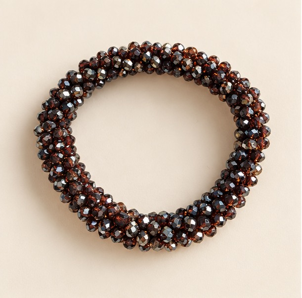 Facetkralen armband — Donkerbruin — product