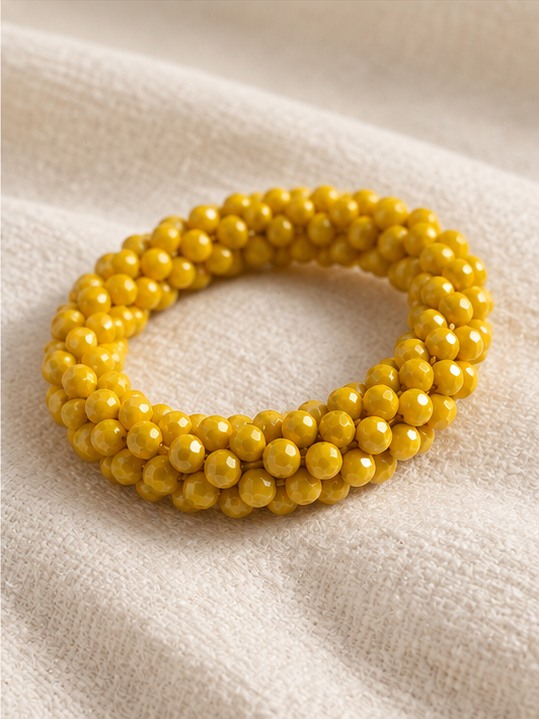 Facetkralen armband — Zonnig geel — linnen