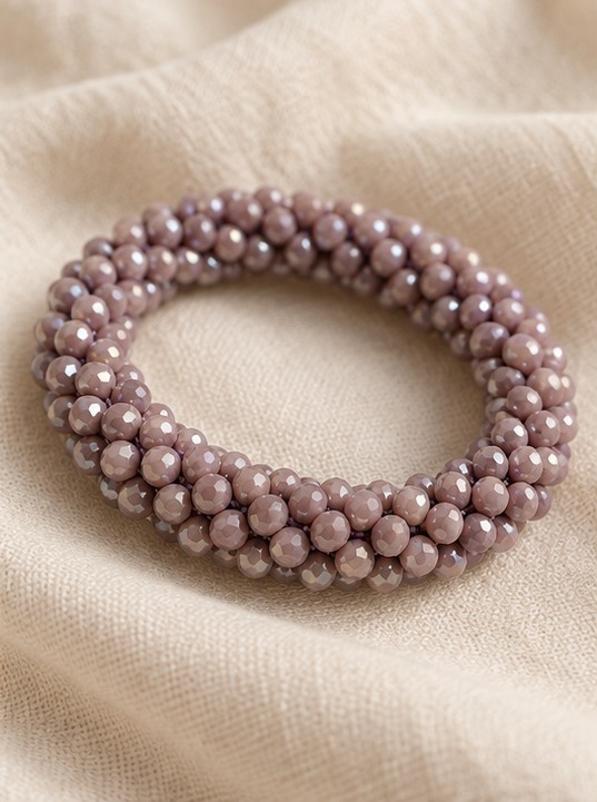 Facetkralen armband — Zacht lila — linnen
