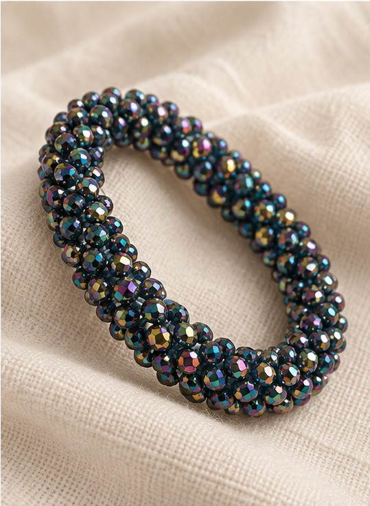 Facetkralen armband — Regenboogglans — linnen