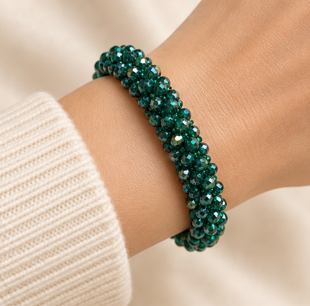 Facetkralen armband — Smaragdgroen