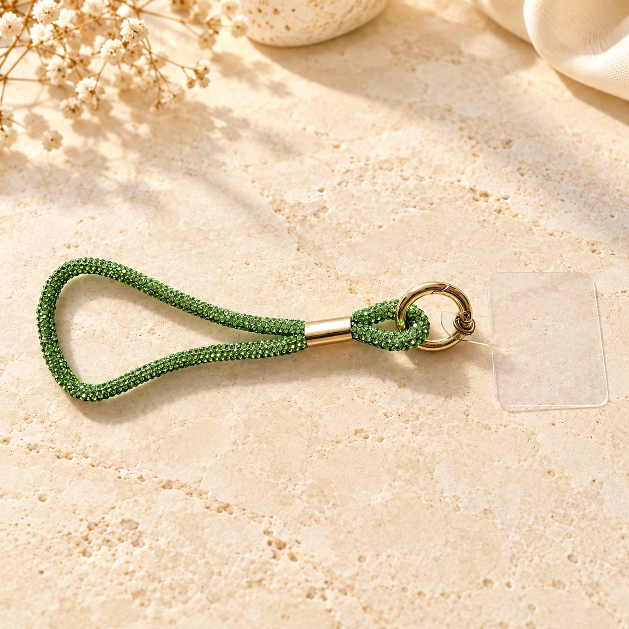 Strass-polskoord lichtgroen — 22 cm