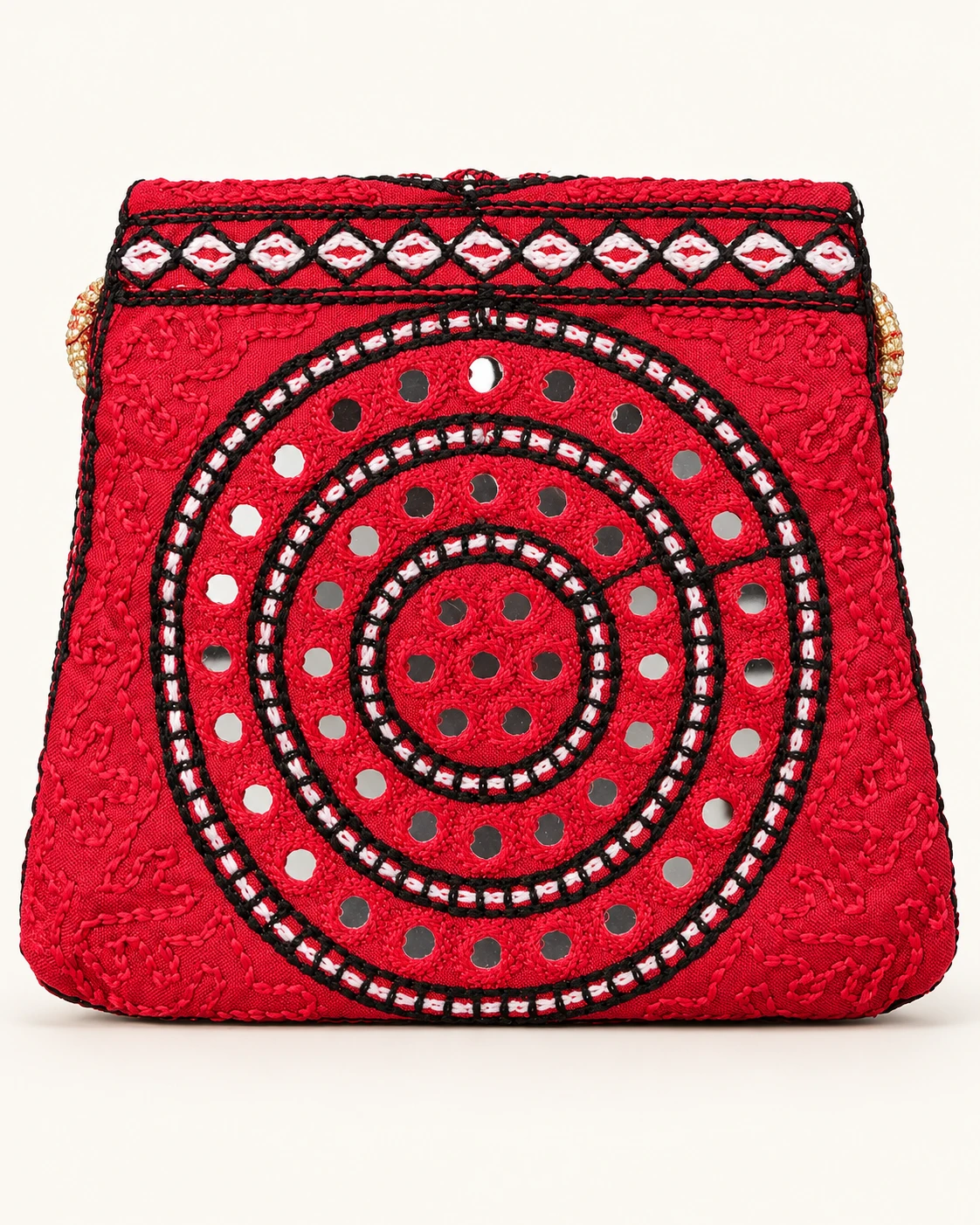 Spiegeltasje — Rood met cirkelmotief